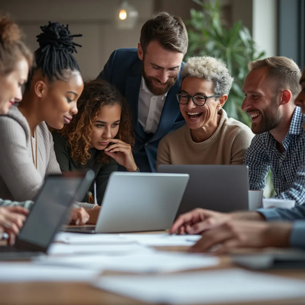 Equipo colaborando en una sesión de estrategia